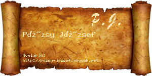 Pázsy József névjegykártya